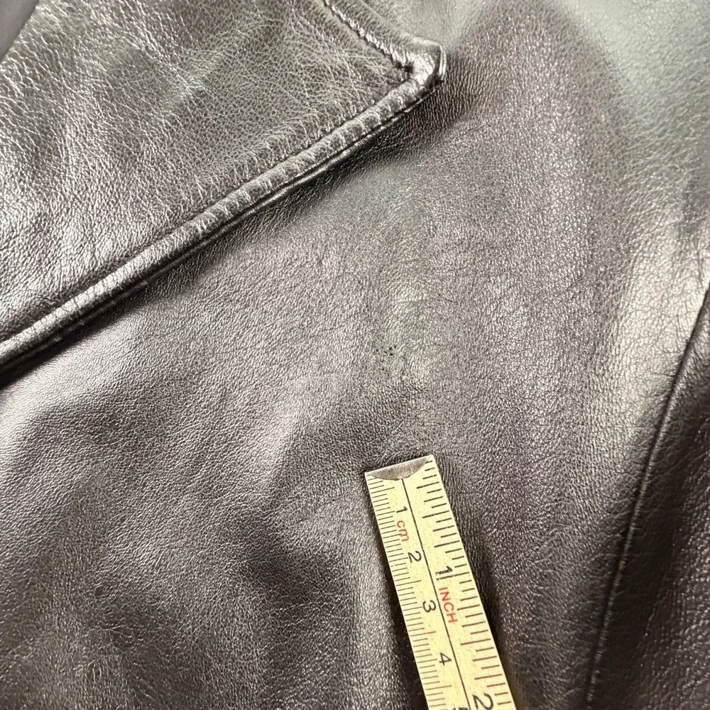 Vintage H&H Leather Black Blazer‎ Mens 42 Genuine Leather 90s Sport Coa